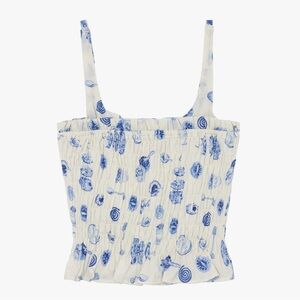 SOLD! Lisa Says Gah Cara Linen-Cotton Top in Caviar Dreams Blue White Summer